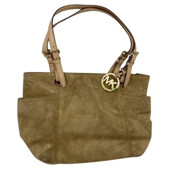 Michael Kors Tan Medium Suede Leather Tote Bag - Picture 1 of 16